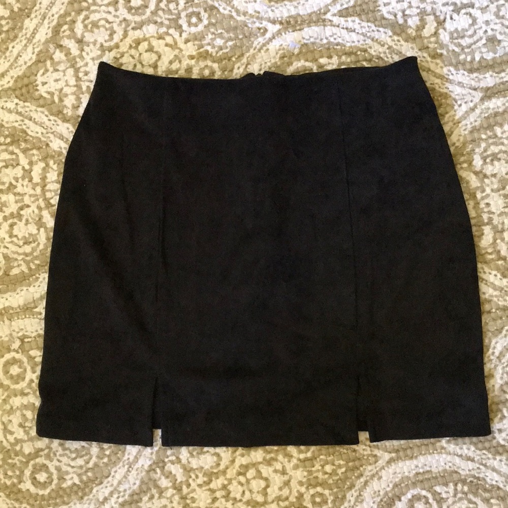 Form fitting suede skirt